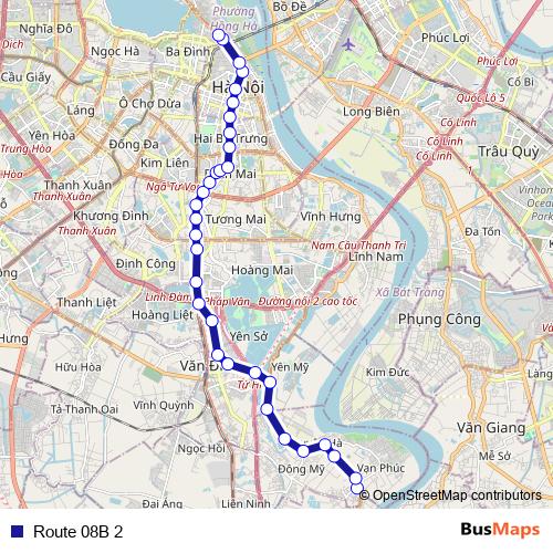 Route 08B 2 bus Line Map