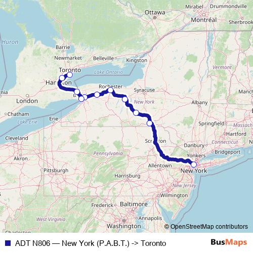 ADT N806 bus Line Map