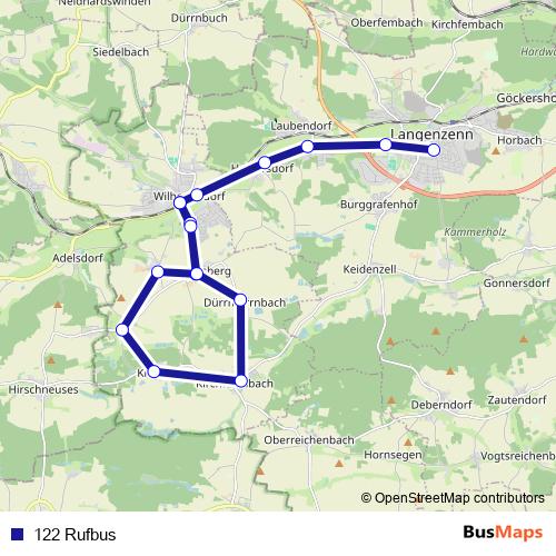 122 Rufbus bus Line Map