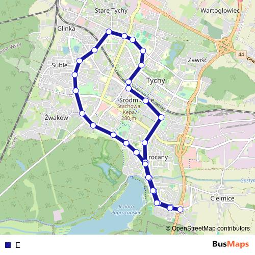 E trolleybus Line Map