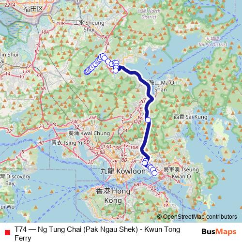 T74 bus Line Map