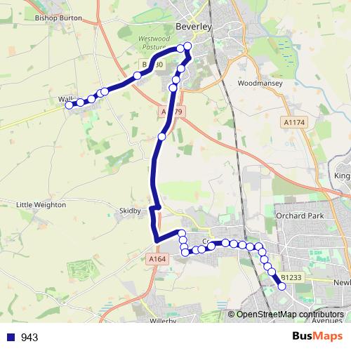 943 bus Line Map