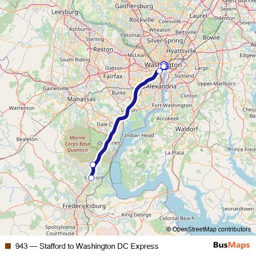 943 bus Line Map