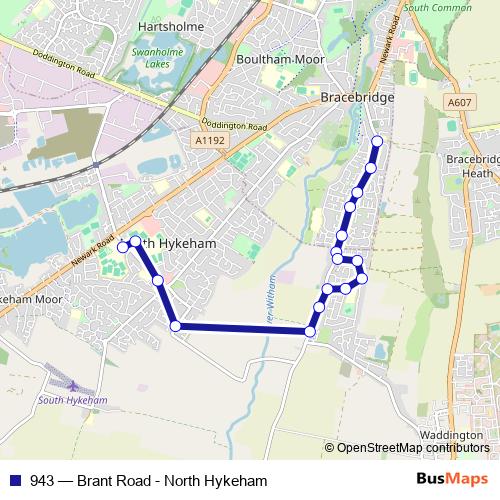 943 bus Line Map