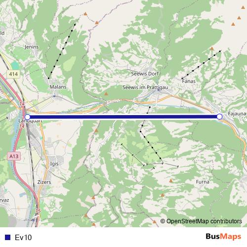 Ev10 bus Line Map