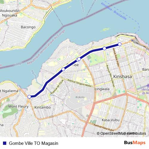 Gombe Ville TO Magasin bus Line Map