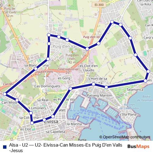 Alsa - U2 bus Line Map