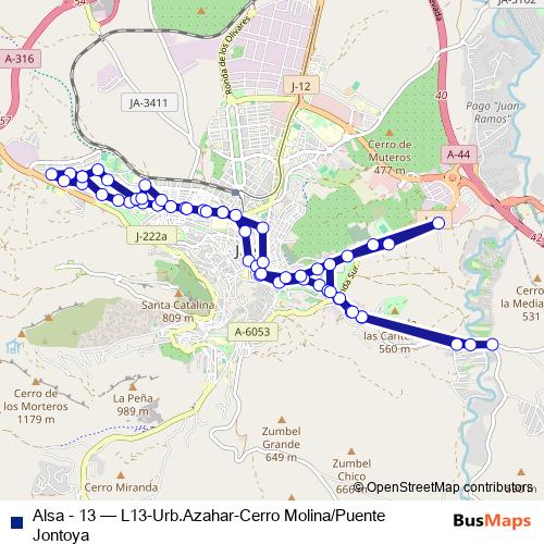 Alsa - 13 bus Line Map