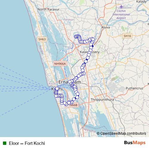 Eloor ↔ Fort Kochi bus Line Map