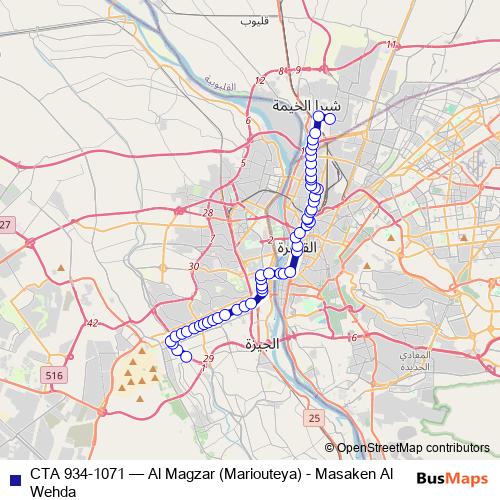 CTA 934-1071 bus Line Map