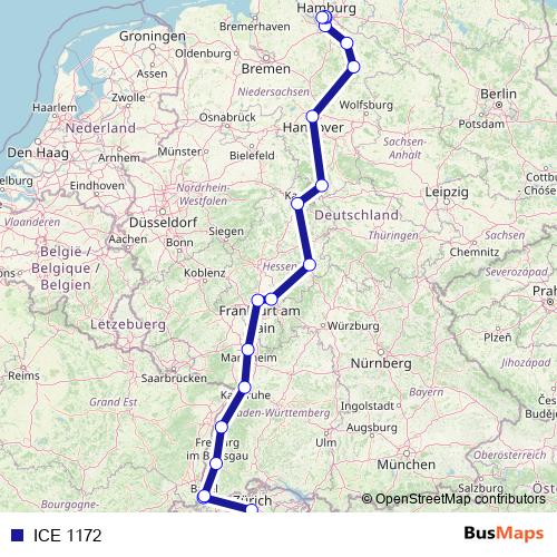 ICE 1172 rail Line Map