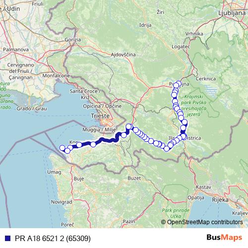 PR A18 6521 2 (65309) bus Line Map
