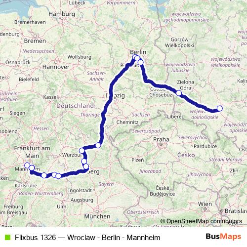 Flixbus 1326 bus Line Map
