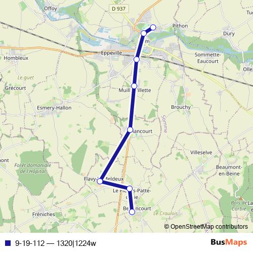 9-19-112 bus Line Map