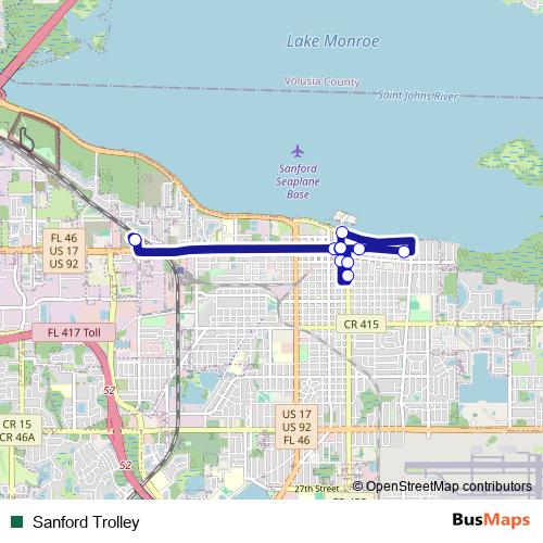 Sanford Trolley bus Line Map