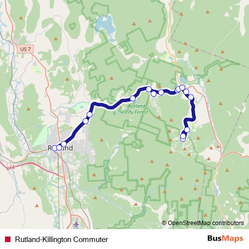 Rutland-Killington Commuter bus Line Map