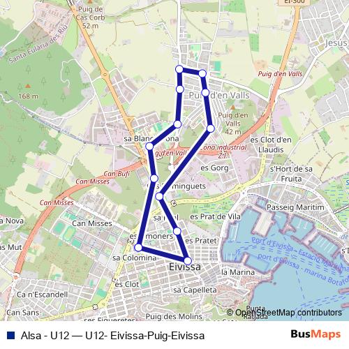 Alsa - U12 bus Line Map