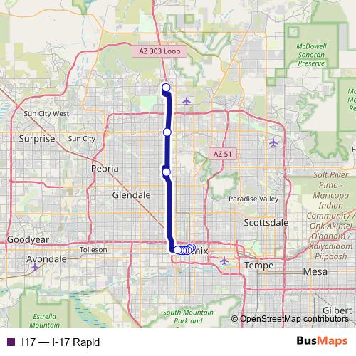 I17 bus Line Map