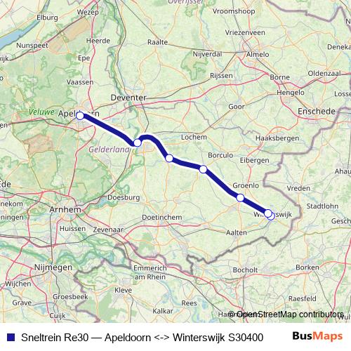 Sneltrein Re30 rail Line Map