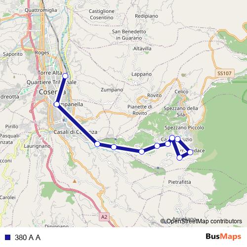 380 A A bus Line Map