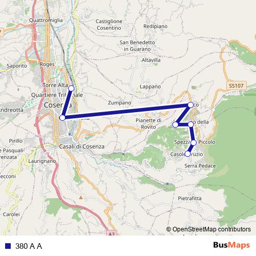 380 A A bus Line Map