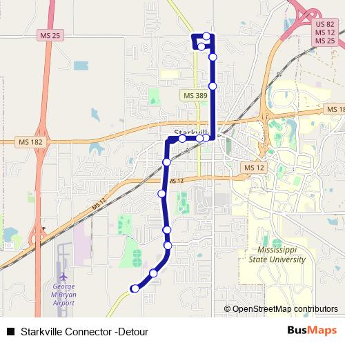 Starkville Connector -Detour bus Line Map