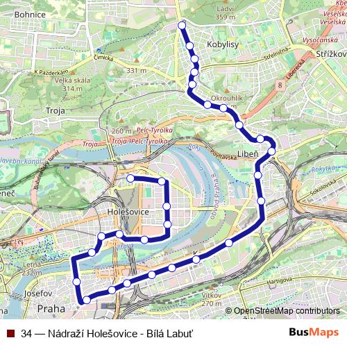 34 tram Line Map