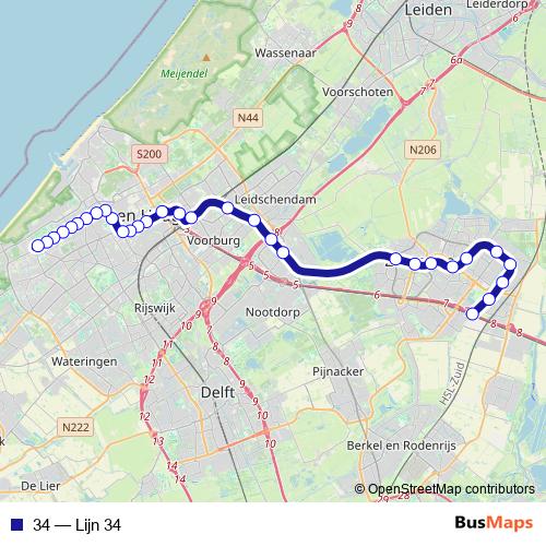 34 tram Line Map