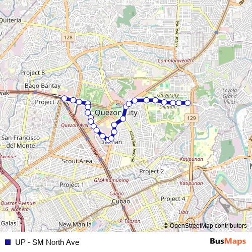 UP - SM North Ave bus Line Map