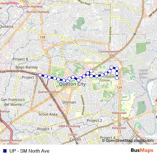 UP - SM North Ave bus Line Map