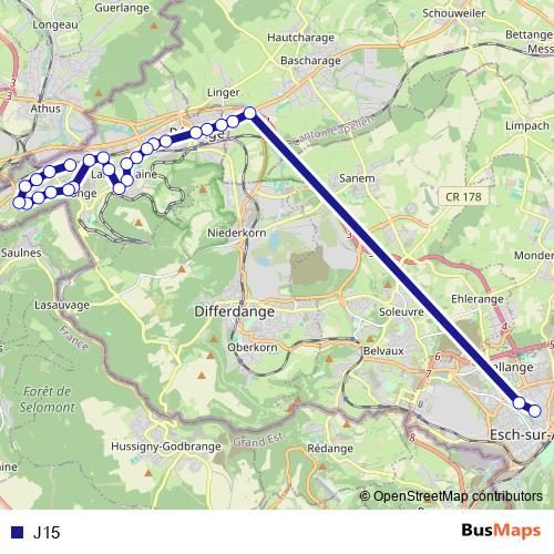 J15 bus Line Map