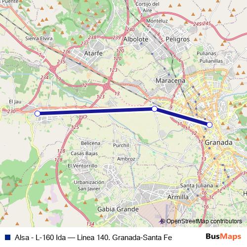 Alsa - L-160 Ida bus Line Map