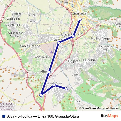Alsa - L-160 Ida bus Line Map