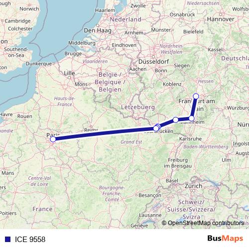 ICE 9558 rail Line Map