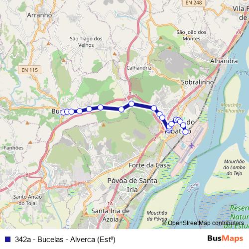 342a - Bucelas - Alverca (Estº) bus Line Map
