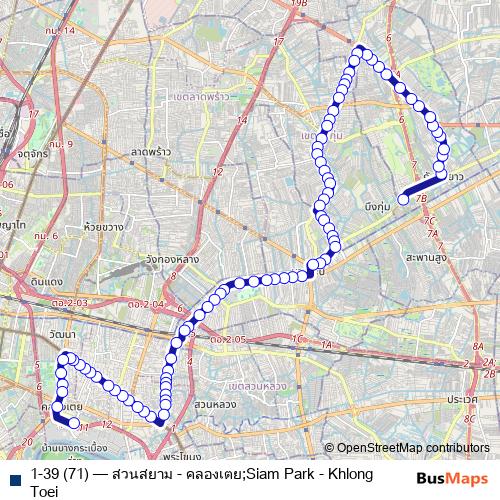 1-39 (71) bus Line Map