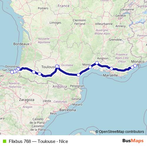 Flixbus 768 bus Line Map