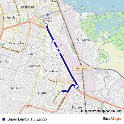 Super Lemba TO Zando bus Line Map