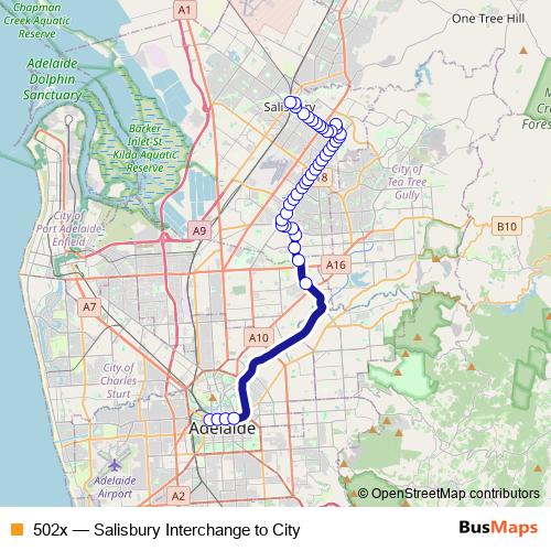 502x bus Line Map