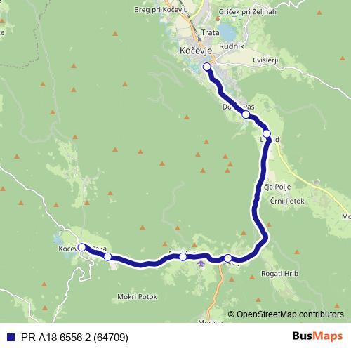 PR A18 6556 2 (64709) bus Line Map