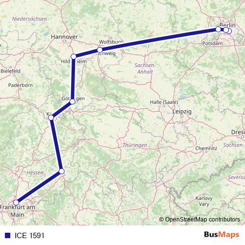 ICE 1591 rail Line Map