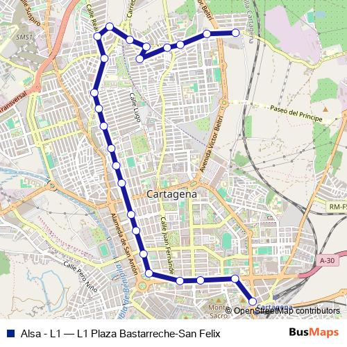 Alsa - L1 bus Line Map