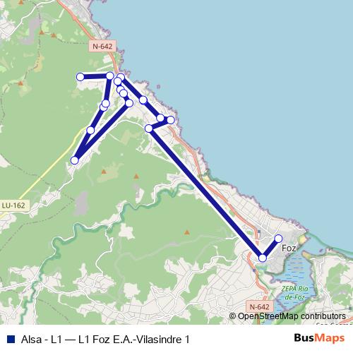 Alsa - L1 bus Line Map