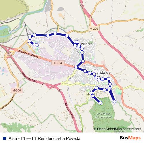 Alsa - L1 bus Line Map