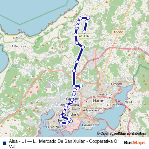 Alsa - L1 bus Line Map
