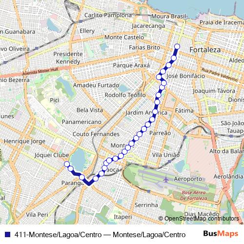 411-Montese/Lagoa/Centro bus Line Map
