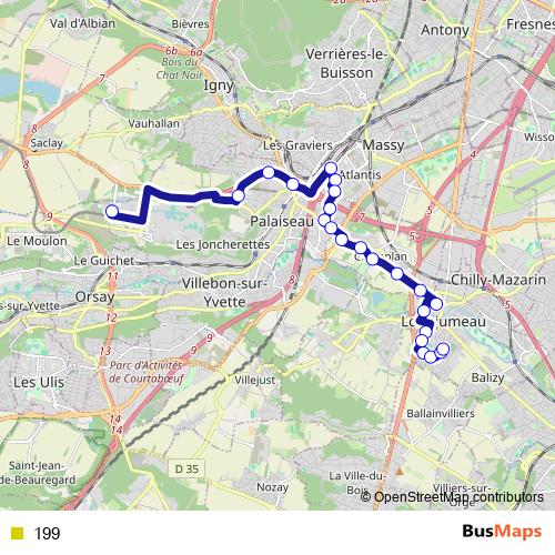 199 bus Line Map
