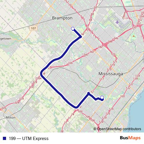 199 bus Line Map