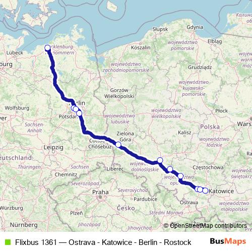 Flixbus 1361 bus Line Map