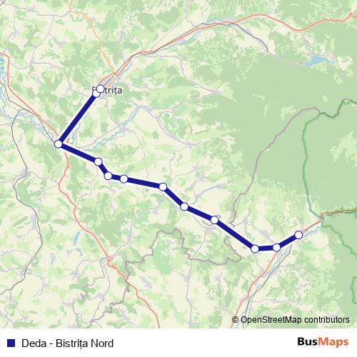 Deda - Bistriţa Nord rail Line Map